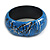 Round Wooden Bangle Bracelet with Abstract Motif Painted in Blue/Metallic Silver/Black Colours - Medium Size - view 2