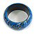 Round Wooden Bangle Bracelet with Abstract Motif Painted in Blue/Metallic Silver/Black Colours - Medium Size - view 4