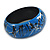 Round Wooden Bangle Bracelet with Abstract Motif Painted in Blue/Metallic Silver/Black Colours - Medium Size - view 5