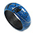 Round Wooden Bangle Bracelet with Abstract Motif Painted in Blue/Metallic Silver/Black Colours - Medium Size - view 6