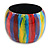 Multicoloured Stripy Wide Chunky Wooden Bangle Bracelet - M Size - view 5