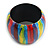 Multicoloured Stripy Wide Chunky Wooden Bangle Bracelet - M Size - view 6