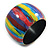 Multicoloured Stripy Wide Chunky Wooden Bangle Bracelet - M Size - view 2