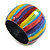 Multicoloured Stripy Wide Chunky Wooden Bangle Bracelet - M Size - view 7