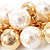 Gold Tone Simulated Pearl Cluster Fashion Bracelet - view 2