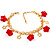 Red Flower Charm Gold Link Fashion Bracelet