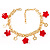 Red Flower Charm Gold Link Fashion Bracelet - view 2