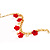 Red Flower Charm Gold Link Fashion Bracelet - view 3