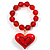 Red Plastic Jumbo Heart Stretch Costume Bracelet - view 2