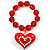 Red Plastic Jumbo Heart Stretch Costume Bracelet - view 3