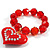 Red Plastic Jumbo Heart Stretch Costume Bracelet
