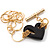 Gold Contemporary Black Plastic Heart Fashion Bracelet - view 3