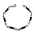 Rhodium Plated & Black Rubberized Fashion Bracelet