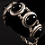 5 Oval Jet-Black Stone Double Chain Fashion Bracelet