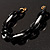 Silver And Black Plastic Oval Link Costume Bracelet - view 4