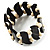 Boho Bone Stretch Bracelet (Black & Light Cream) - view 2