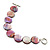 Flat Round Disc Shell Small Bracelet On Cotton Tread (Lustrous Lilac&Green) - view 2