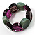 Multicoloured Stretch Resin Bracelet (Purple, Brown & Green) - view 8