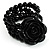 Black Rose Bead Flex Bracelet