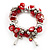 Red Glass And Metal Bead Stretch Bracelet