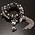 3-Strand Flex Bead Charm Bracelet (Black&Silver)