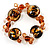 Amber Coloured Gold Foil Glass Bead Bracelet