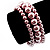3 Strand Pink Glass Pearl Flex Bracelet (6mm, 10mm) - view 7