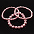 3 Strand Pink Glass Pearl Flex Bracelet (6mm, 10mm)
