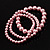 3 Strand Pink Glass Pearl Flex Bracelet (6mm, 10mm) - view 2
