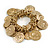 Gold Tone Coin Link Flex Bracelet