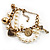 2 Strand Faux Pearl Charm Bracelet (White&Antique Gold) - view 2