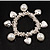 Silver Tone Faux Pearl And Heart Charm Flex Bracelet