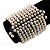 10 Strand Imitation Pearl Flex Cuff Bracelet (Light Cream) - view 2