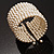 10 Strand Imitation Pearl Flex Cuff Bracelet (Light Cream) - view 7