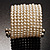10 Strand Imitation Pearl Flex Cuff Bracelet (Light Cream) - view 9