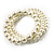 3 Strand White Glass Pearl Flex Bracelet  (6mm, 10mm) - view 4