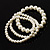 3 Strand White Glass Pearl Flex Bracelet  (6mm, 10mm) - view 2