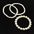 3 Strand White Glass Pearl Flex Bracelet  (6mm, 10mm)