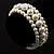 3 Strand White Glass Pearl Flex Bracelet  (6mm, 10mm) - view 3