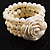 White Rose Bead Flex Bracelet