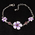 Delicate CZ Pink Enamel Floral Bracelet