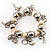 Silver-Tone Link & Bead Charm Shell Flex Bracelet (White&Beige)