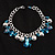 Rhodium Plated Blue Glass Charm Bracelet