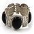 Black Oval Acrylic Bead Filigree Vintage Flex Bracelet
