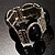 Black Oval Acrylic Bead Filigree Vintage Flex Bracelet - view 3