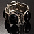 Black Oval Acrylic Bead Filigree Vintage Flex Bracelet - view 5