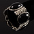 Black Oval Acrylic Bead Filigree Vintage Flex Bracelet - view 6