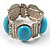 Turquoise Oval Acrylic Bead Filigree Vintage Flex Bracelet - view 2