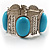 Turquoise Oval Acrylic Bead Filigree Vintage Flex Bracelet - view 3
