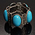 Turquoise Oval Acrylic Bead Filigree Vintage Flex Bracelet